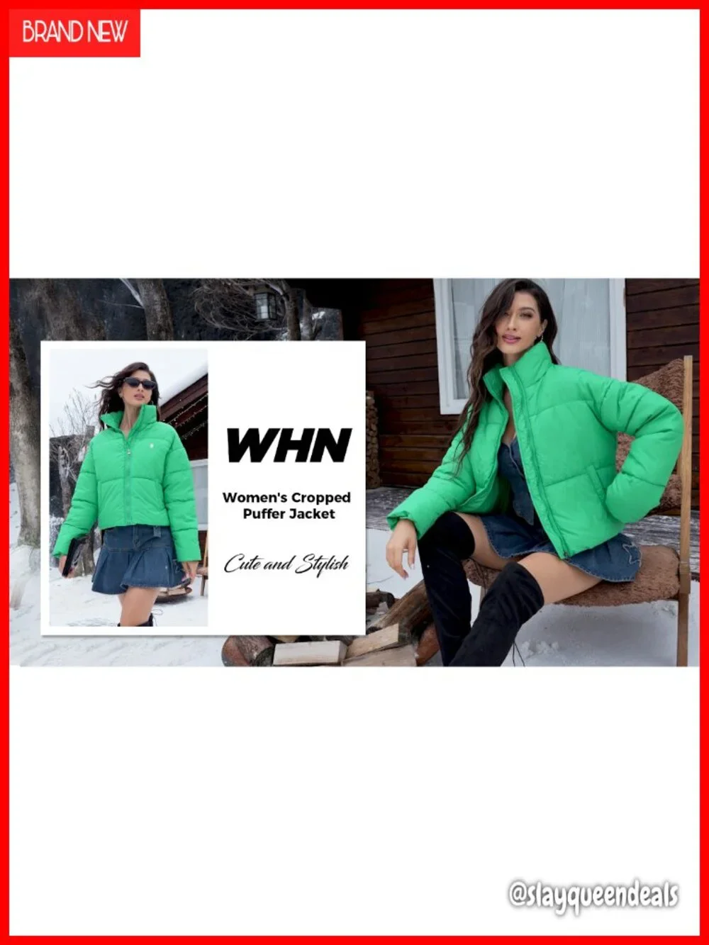 Cropped Quilted Puffer Jacket with Pockets Winter Warm Outerwear Coat